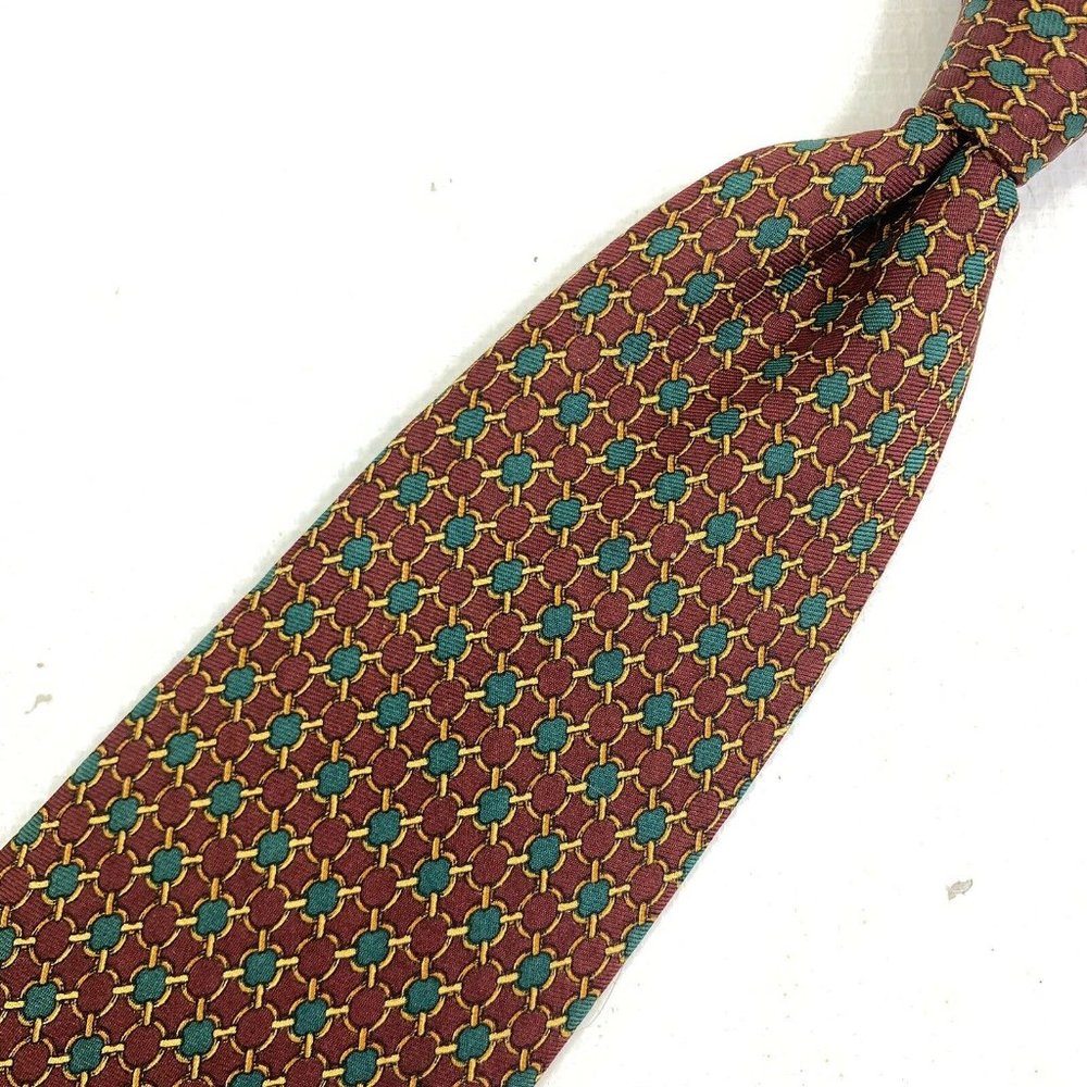 BROOKS BROTHERS Geometric Red Tie 100% Silk Classi